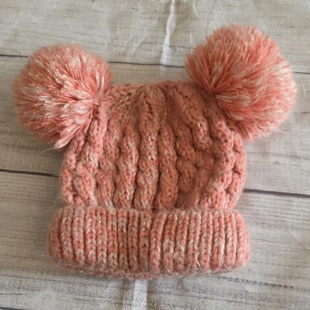 C.C Exclusives Blush Knit Beanie with Pom Poms